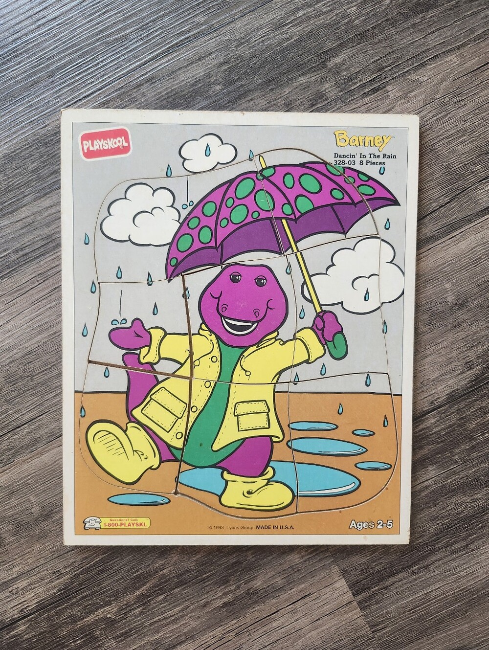 Vintage 90s Playskool Barney Dancin' in the Rain Puzzle